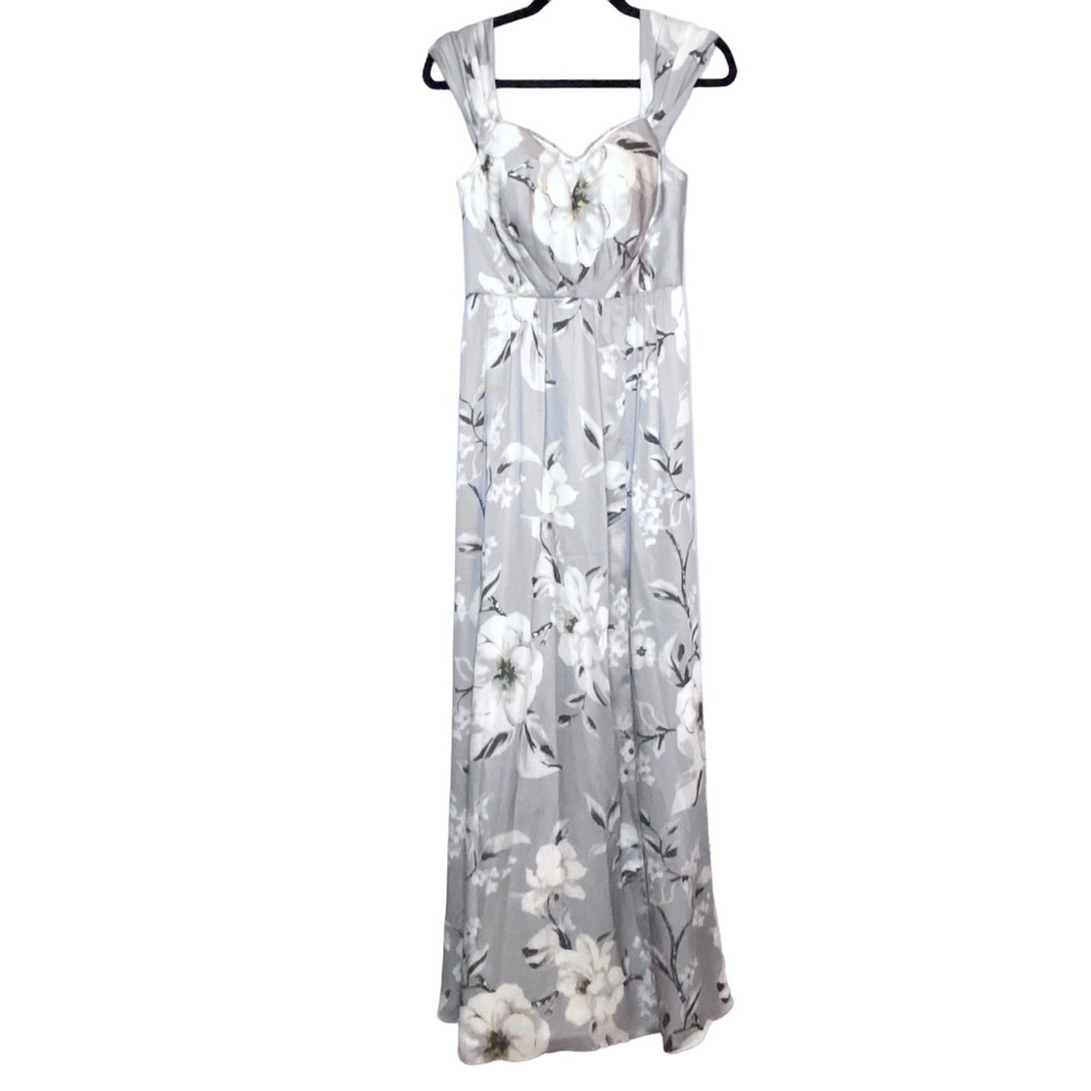 Bariano Maxi Dress Shelly Floral Off Shoulder Silver Gray S - Picture 2 of 16